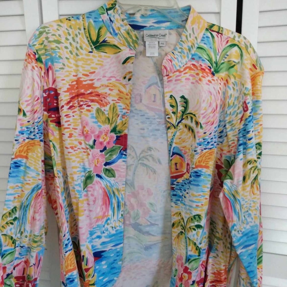 Coldwater Creek Tropical Print Jacket .Size PXL